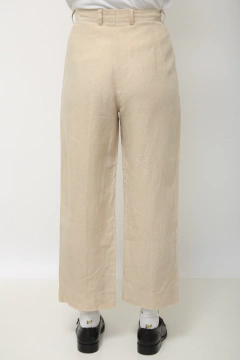 Calça bege cintura alta linho - comprar online