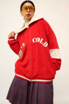 Jaqueta cold vermelha pelucia gola