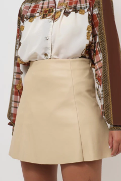 Saia couro fake bege cimtura alta PRIMARK