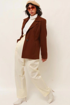 Blazer suede marrom forrado - Capichó Brechó