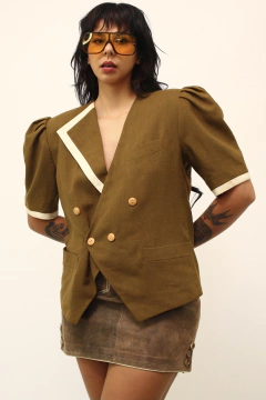 Blazer manga curta estruturado vintage
