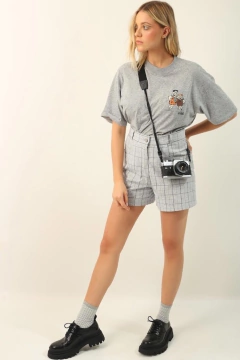 Shorts cintura alta xadrez vintage - Capichó Brechó