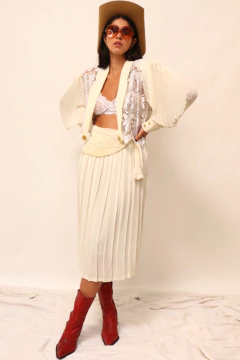 Conjunto made in FRANCE Saia plissada + cropeed renda - comprar online