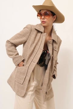 casaco estilo parka xadrez forrado vintage - comprar online