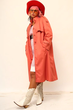 Trench Coat papaya forrado com touca - Capichó Brechó