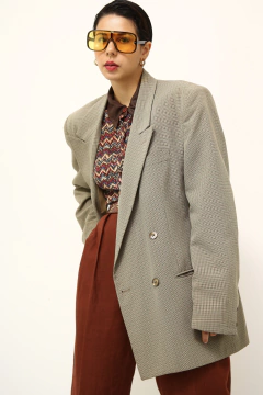 Blazer xadrez camelo Square - Capichó Brechó