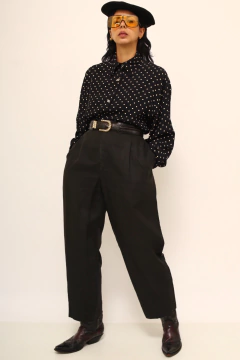 Calça 100% linho preta vintage - comprar online