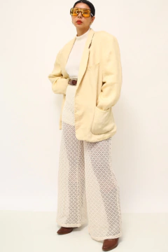 Blazer linho bege forrado vintage - loja online