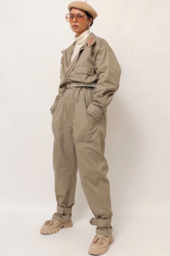 macacao bege amplo ajuste mangas e barra na internet