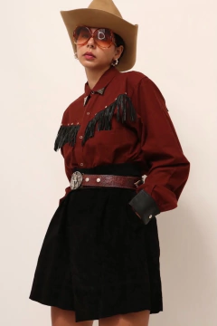 Camisa western ponteira de gola cavalo franja - loja online