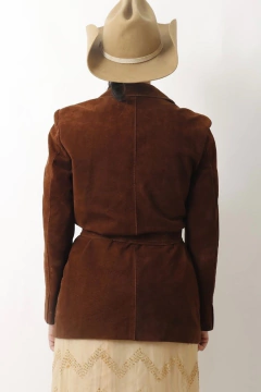 Blazer em couro MIXED marrom - comprar online