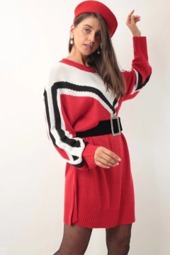 vestido tricot college vermelho listras na internet