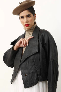 jaqueta cropped preta 80’s preto - comprar online