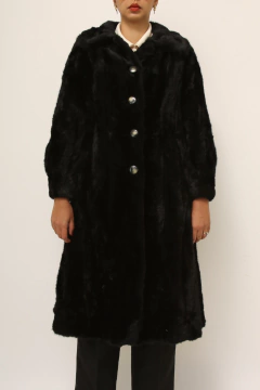 Casaco preto pelo longo vintage sintetico - loja online