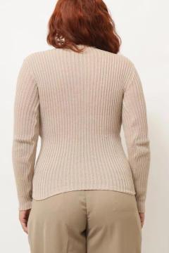 Gola alta tricot bege barra a fio chic - loja online