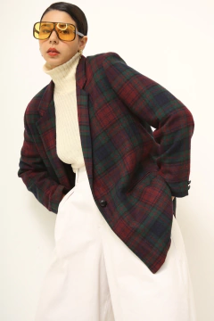 Blazer xadrez vintage roxo verde DUMAS - Capichó Brechó