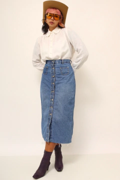 Saia cintura alta midi vintage