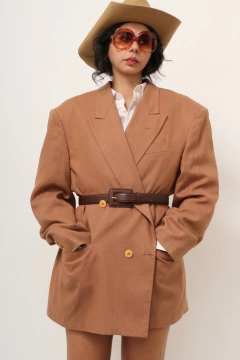 Blazer 100% linho marrom over vintage - Capichó Brechó