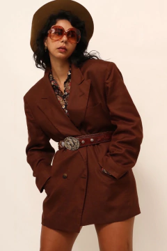 Blazer marrom 100% linho vintage VIA VENETO - comprar online