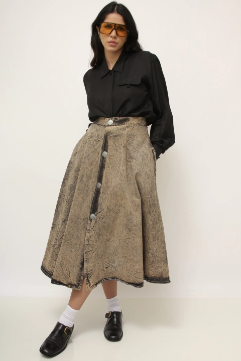 Saia jeans cintura alta FATUCH