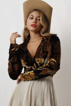 camisa veludo vintage estampa - comprar online
