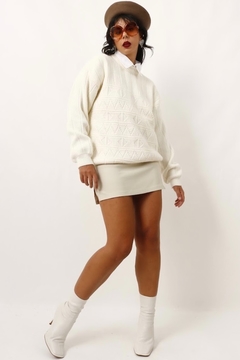 Tricot amplo bufante branco textura - loja online