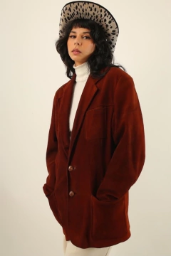 Blazer couro ferrugem forrado vintage - Capichó Brechó