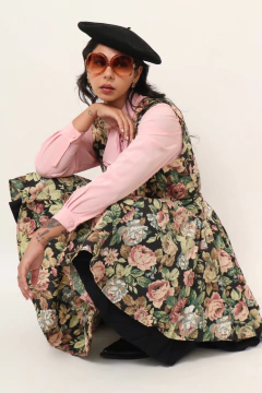 Vestido flores camadas MARIA ANTONIETA garimpado em PARIS