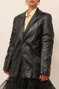 Blazer 100 % couro preto vintage 70´s - comprar online