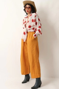 Imagem do camisa flores manga plissada