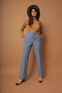 Calça alfaiataria azul Hollywood 70’s vintage - comprar online