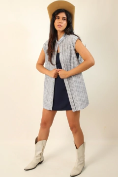 regata xadrez estilo vestido vintage - Capichó Brechó