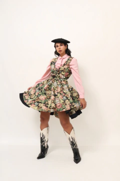 Vestido flores camadas MARIA ANTONIETA garimpado em PARIS