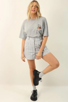 Shorts cintura alta xadrez vintage - comprar online