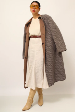 Treanch coat dupla face bege e xadrez vintage