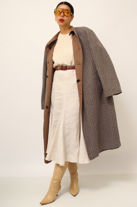 Treanch coat dupla face bege e xadrez vintage