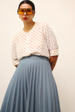 Camisa poa rosa manga princesa