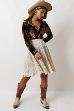 camisa veludo vintage estampa