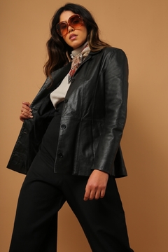 Blazer couro forrado preto 70’s - comprar online