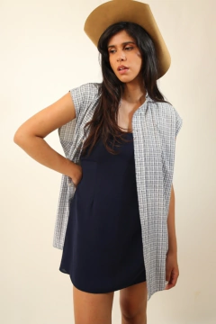 regata xadrez estilo vestido vintage