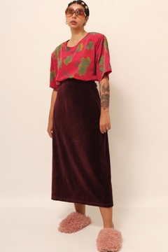 Camisa estampada flores vermelho vintage