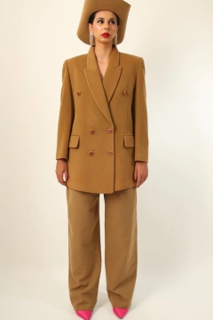 Blazer forrado lã bege vintage - loja online