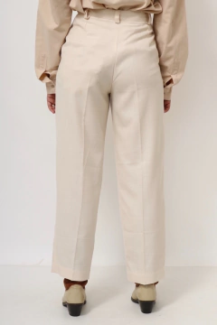Calça cintura alta creme viscose C.G.C