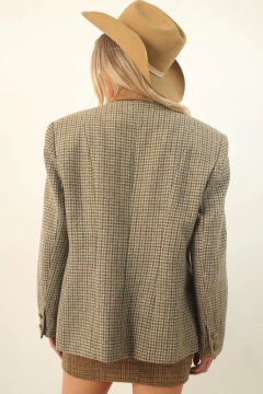 Blazer xadrez gola marrom em camurça - comprar online