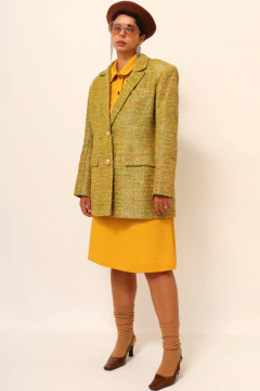 Blazer verde e amarelo forrado fio dourado