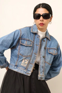jaqueta jeans cropped vintage western na internet
