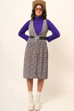 Vestido viscose estampa flores vintage