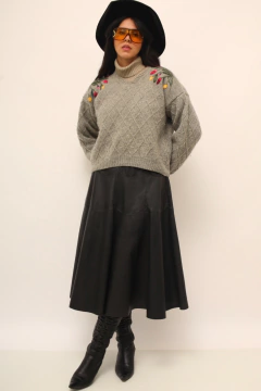 Tricot cinza 100% WOLL bordado - comprar online