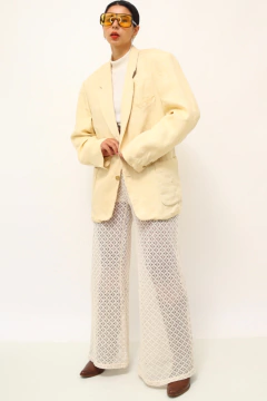 Blazer linho bege forrado vintage na internet