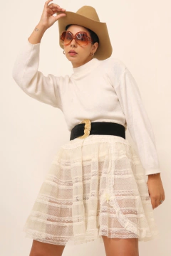 Saia renda anagua rodada vintage na internet